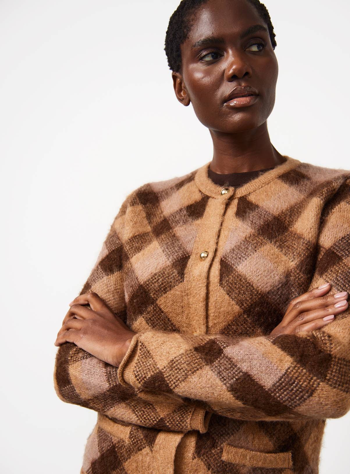 Brushed Knit Check Jacket XS - Image 3